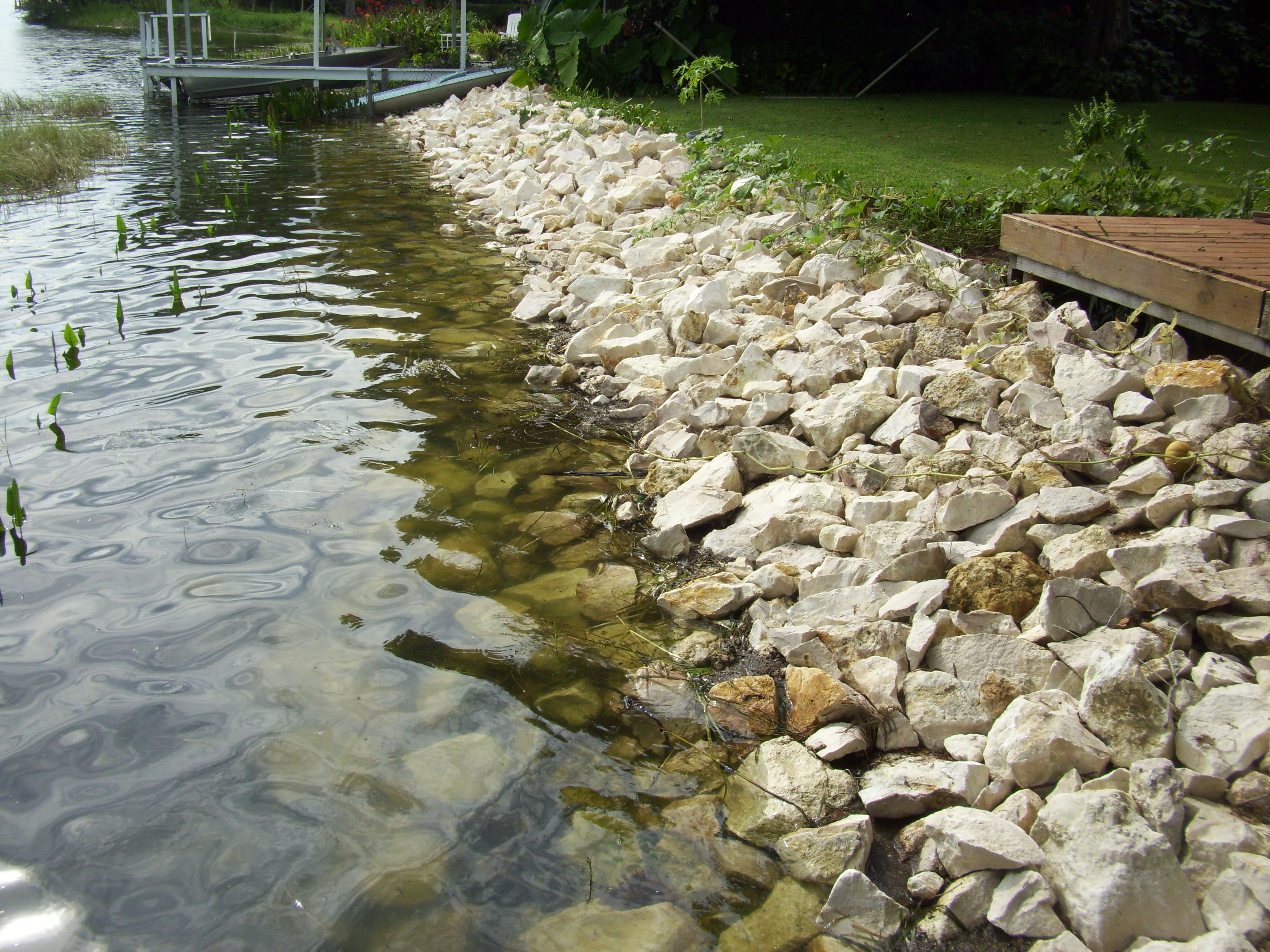 Shoreline stabilization using Florida Field Stone Rock Revetment