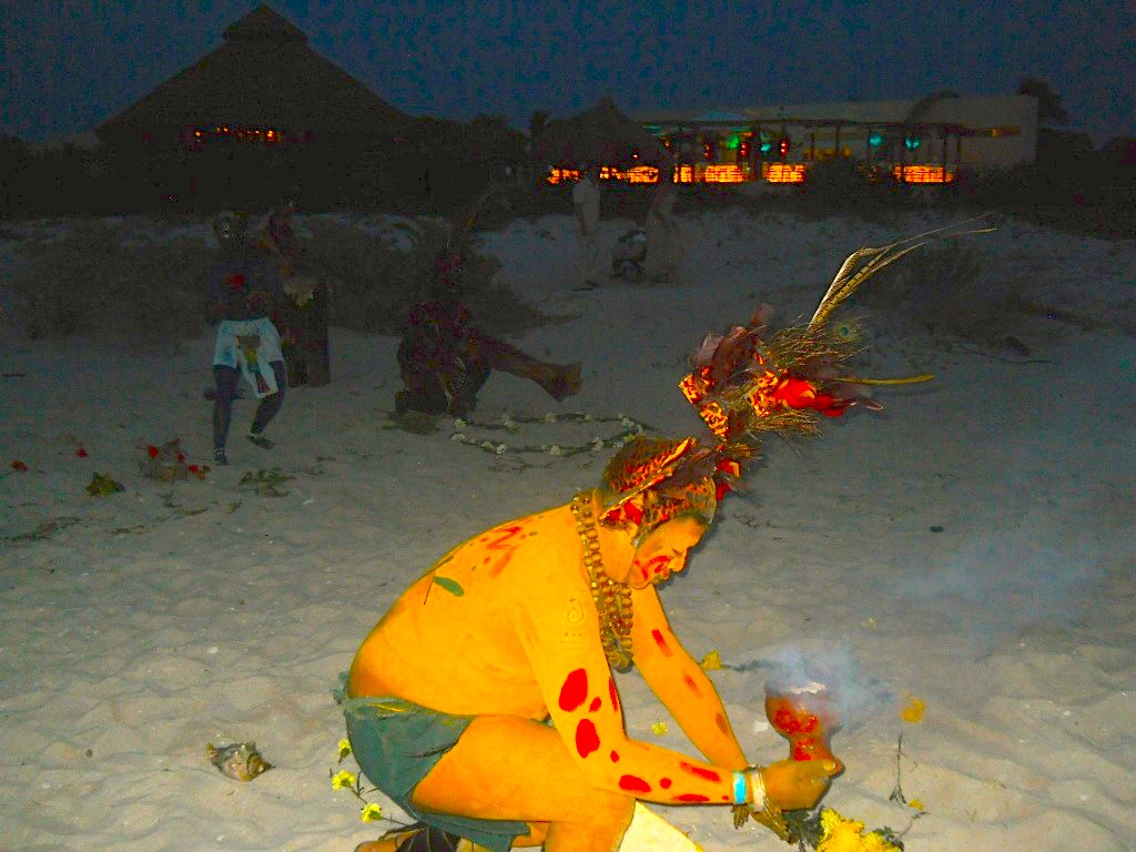 Mayan ceremony during Summer Solstice at Hotel Xixim