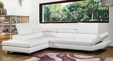 Bellini Modern Living Sicilia Sectional in White Leather - Sicilia