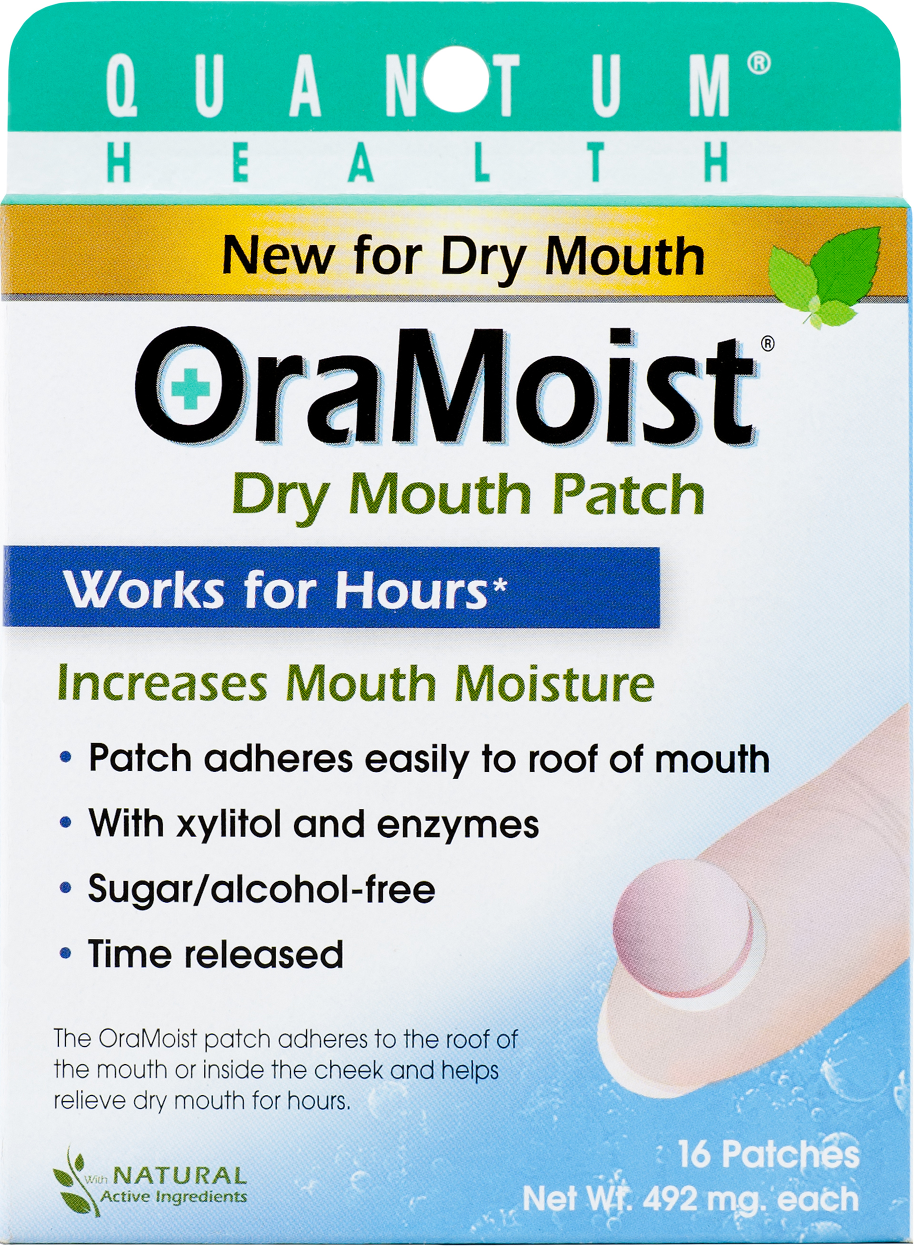 OraMoist Dry Mouth Patch increases mouth mositure for hours