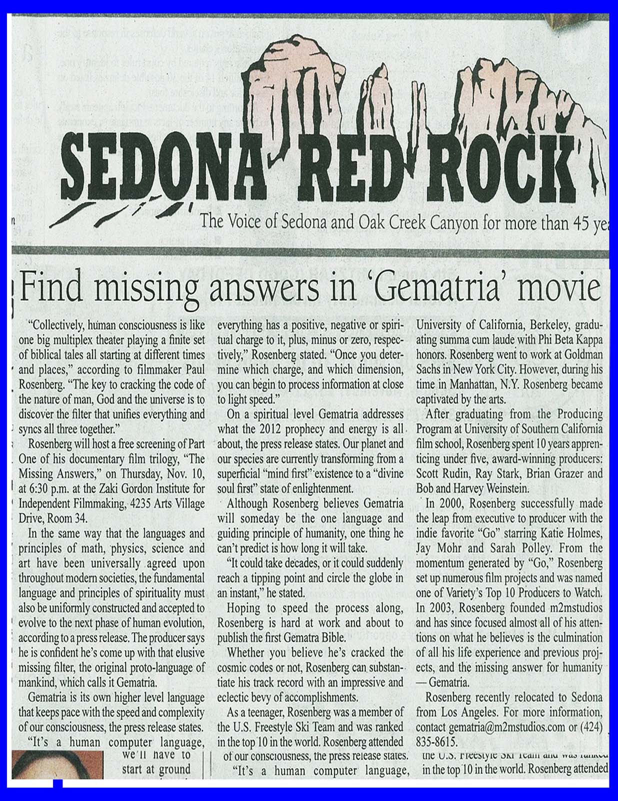 From a GEMATRIA!! - Part 1 The SOULOgraphic Principle Screening in Sedona