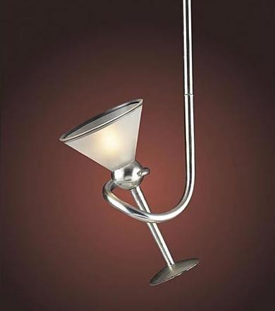 Elk Lighting 1 Light Pendant In Silver Leaf And Frosted Martini Glass 3652/1
