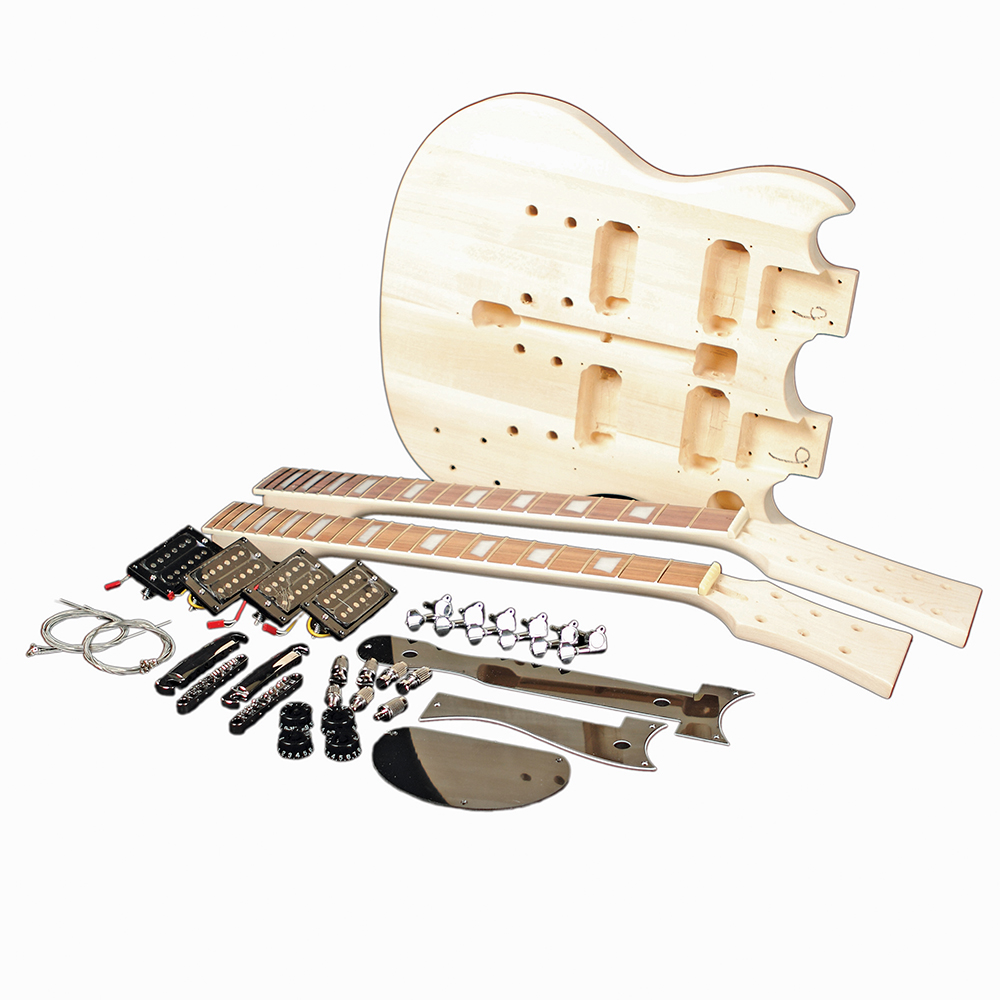 Unfinished 6-String/12-String Double Neck Electric Guitar Kit