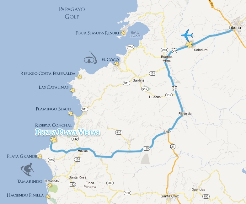 Map to Punta Playa Vistas
