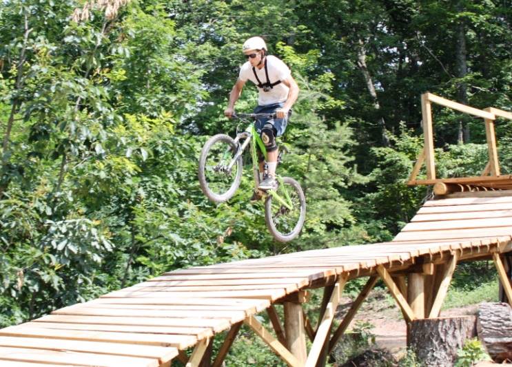Competitive Jumping at Bryce Resort's Mountain Bike Trail