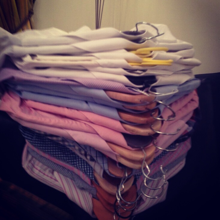 pile of Distinctive laundered mens shirts