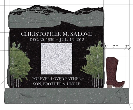 David Montgomery designs a personalized memorial for Christopher Salove that portrays the memories and hobbies remembered by the Salove family.