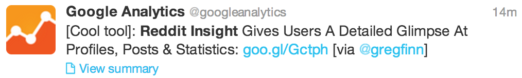 Google Analytics Twitter Love