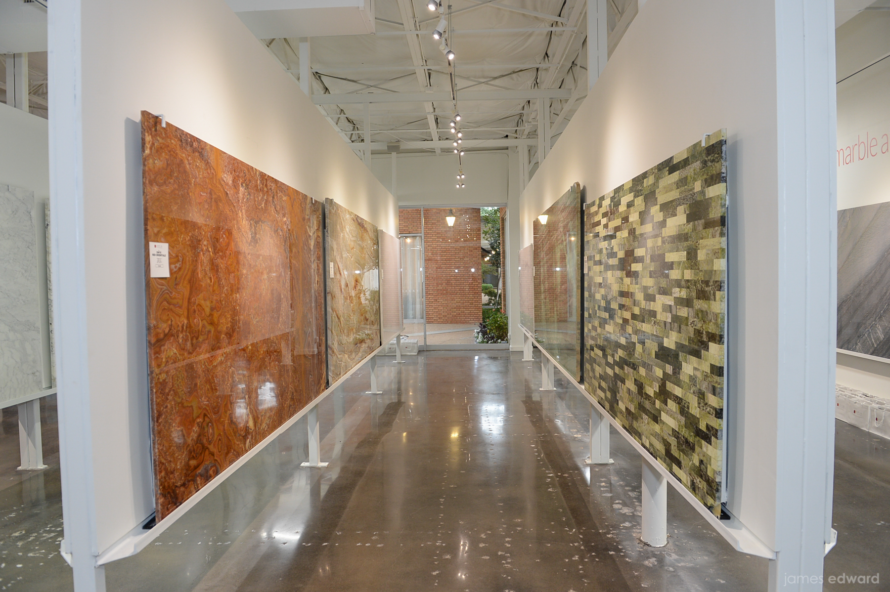 Slabs displayed on the gallery walls