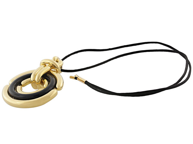 Aldo Cipullo Black Onyx and 18K Yellow Gold Circles Pendant