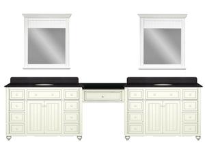 Sagehill Designs 120" Double Bathroom Vanity with Make-Up Station from Cottage Retreat Collection No Countertop