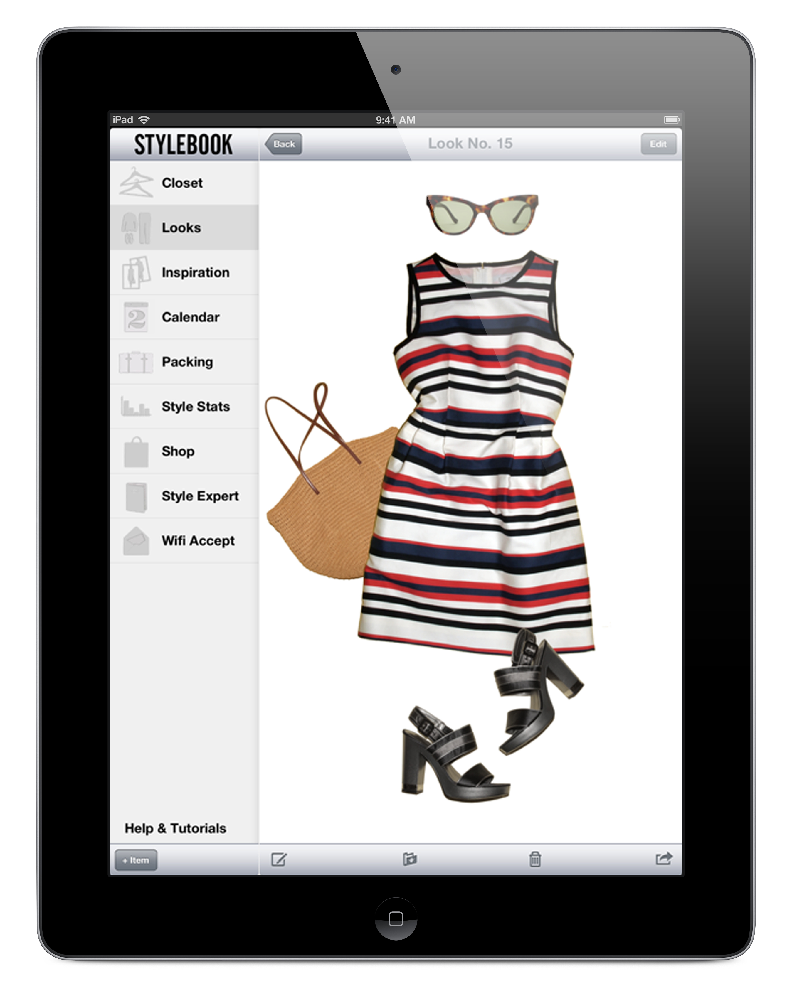 Stylebook outfit editor on the iPad