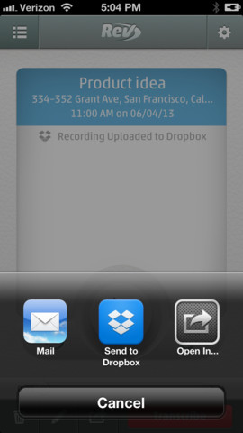 Rev Voice Recorder Dropbox Integration