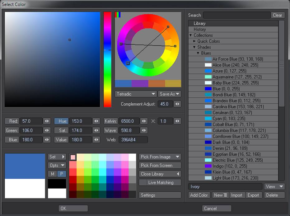 The new Color Picker Tool in LightWave 11.6 3D software.