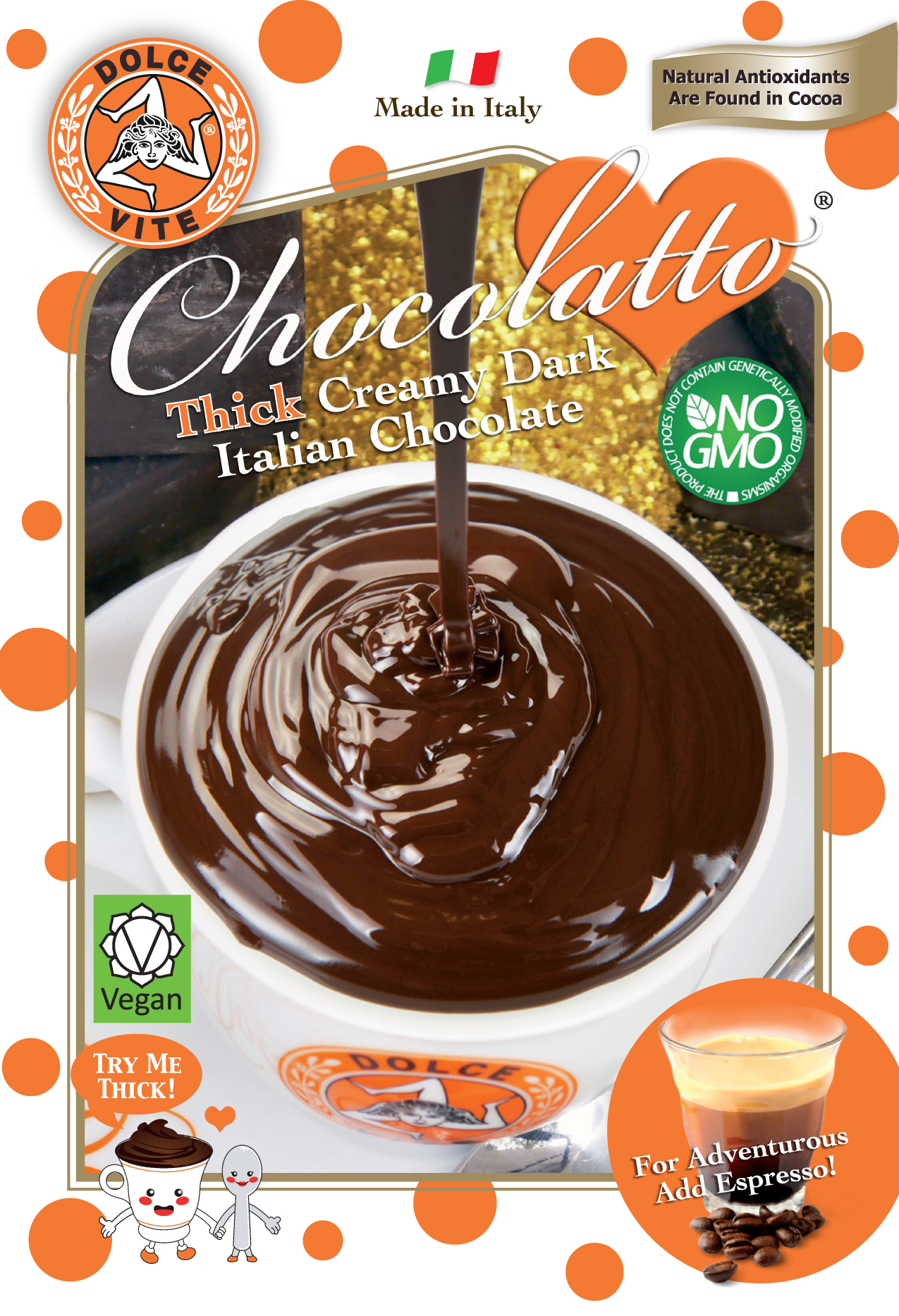 Dolce Vite Chocolatto Thick Dark Italian No GMO Hot Sipping Chocolate NYC