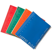 "Lefties Rule" wide-ruled left-handed notebooks with left-handed ruler on the cover