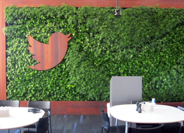 Bringing a fresh interior to a new floor, the Twitter installation includes a 225 sq. ft. GSky Versa Green Wall.