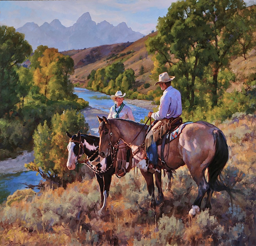 2013 Fall Arts Festival poster image: "River Overlook - Gros Ventre River Ranch"  48x50 oil by Jason Rich