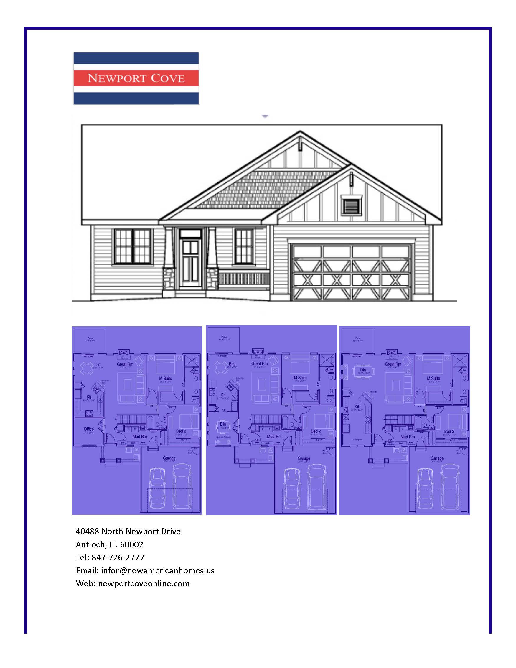 Bluelake house elevation and floor plans