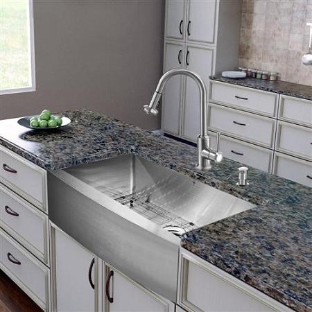 Vigo VG15278 All in One 30-inch Farmhouse Stainless Steel Kitchen Sink and Faucet Set