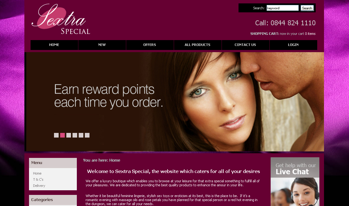 E Commerce website for Sextra Special.