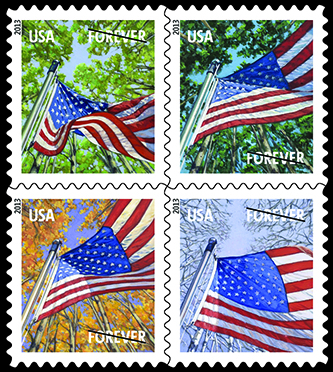 Flags for All Seasons Forever Stamps to be issued at Stamp Show on Thursday, August 8 at noon in the Wisconsin Center.
