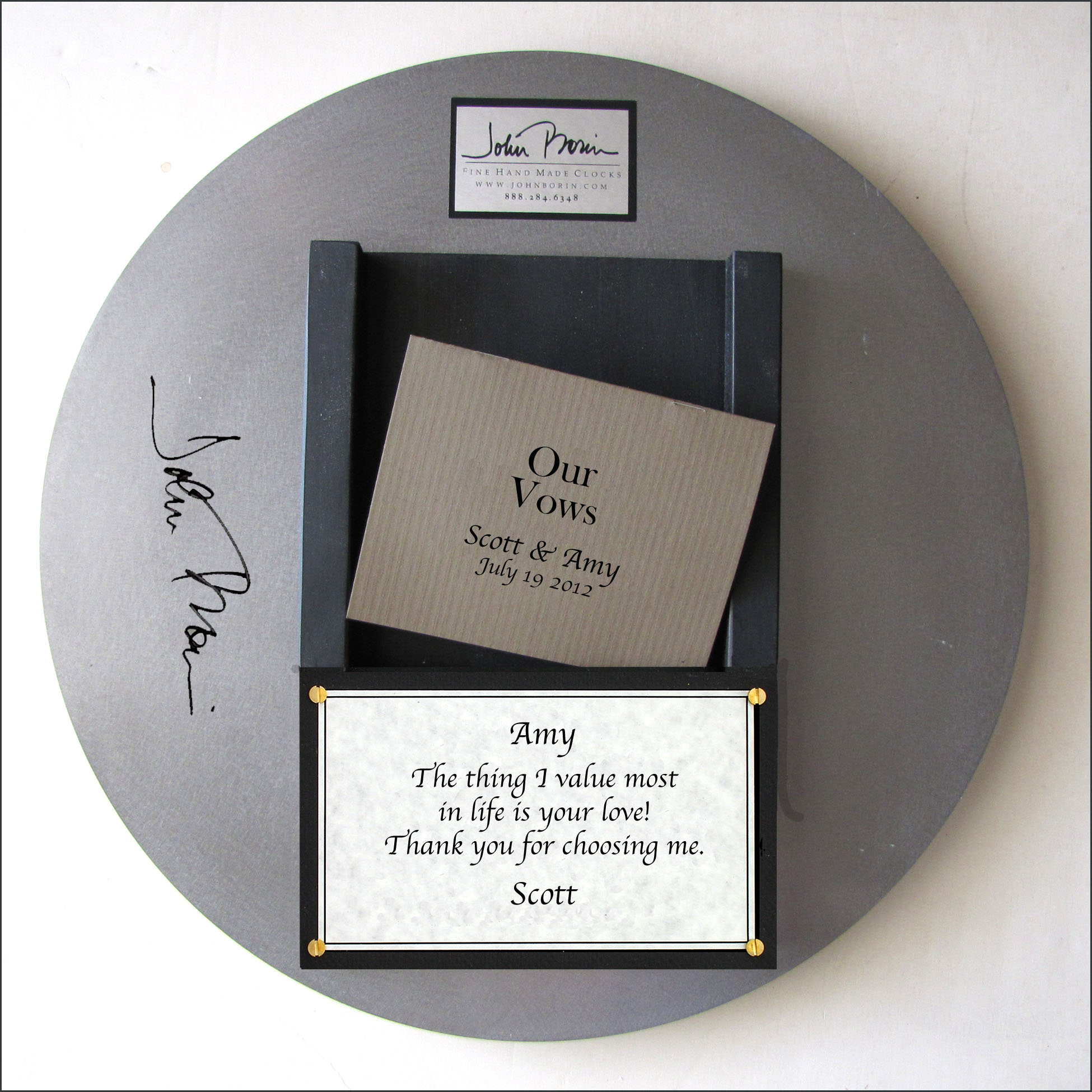 Back of 16 inch Clock with Vows