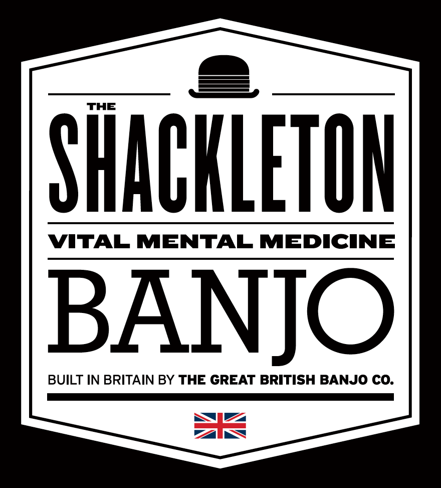 New visual identity of The Shackleton banjo from The Great British Banjo Company.