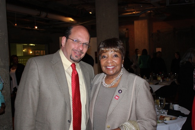 Congress Woman Edna Bernice Johnson was assisted by Randy Skinner for a Hunger Summit