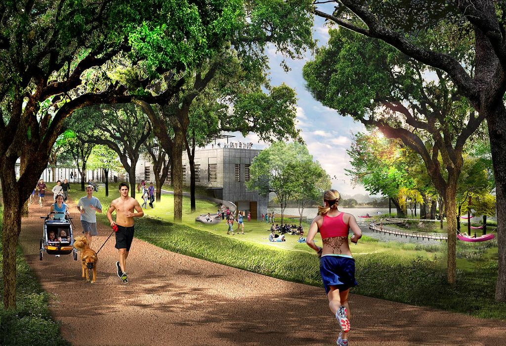 Concepts for the outside space include improvements to the adjoining park, hiking and biking trails.