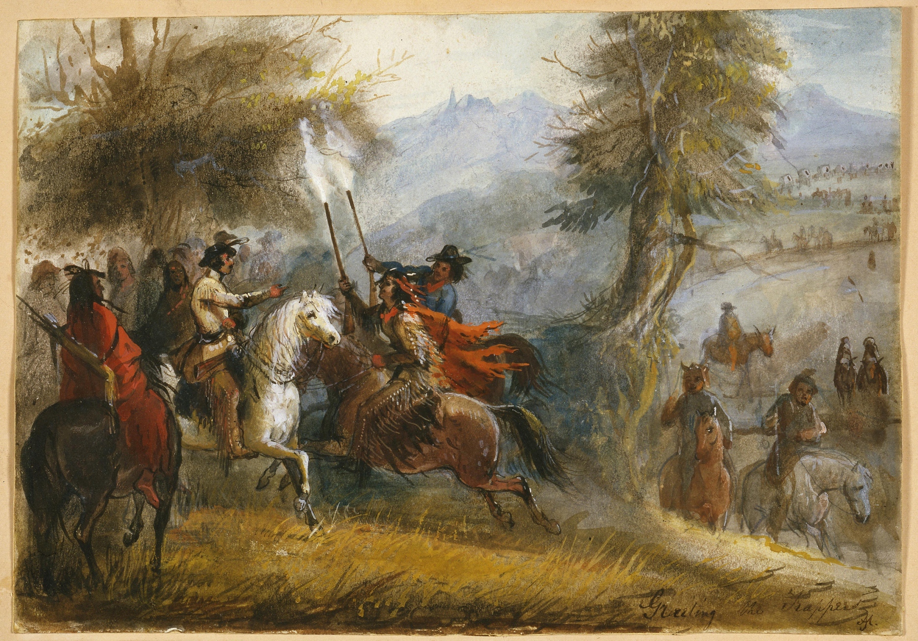 Alfred Jacob Miller's "Greeting the Trappers," 1837