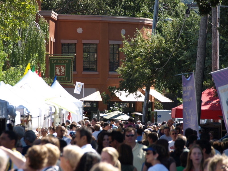 Crowds enjoy the Lafayette Art & Wine Festival in Downtown Lafayette, CA