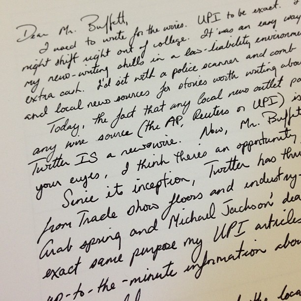 One of Andrew Davis' recent letters to Warren Buffett