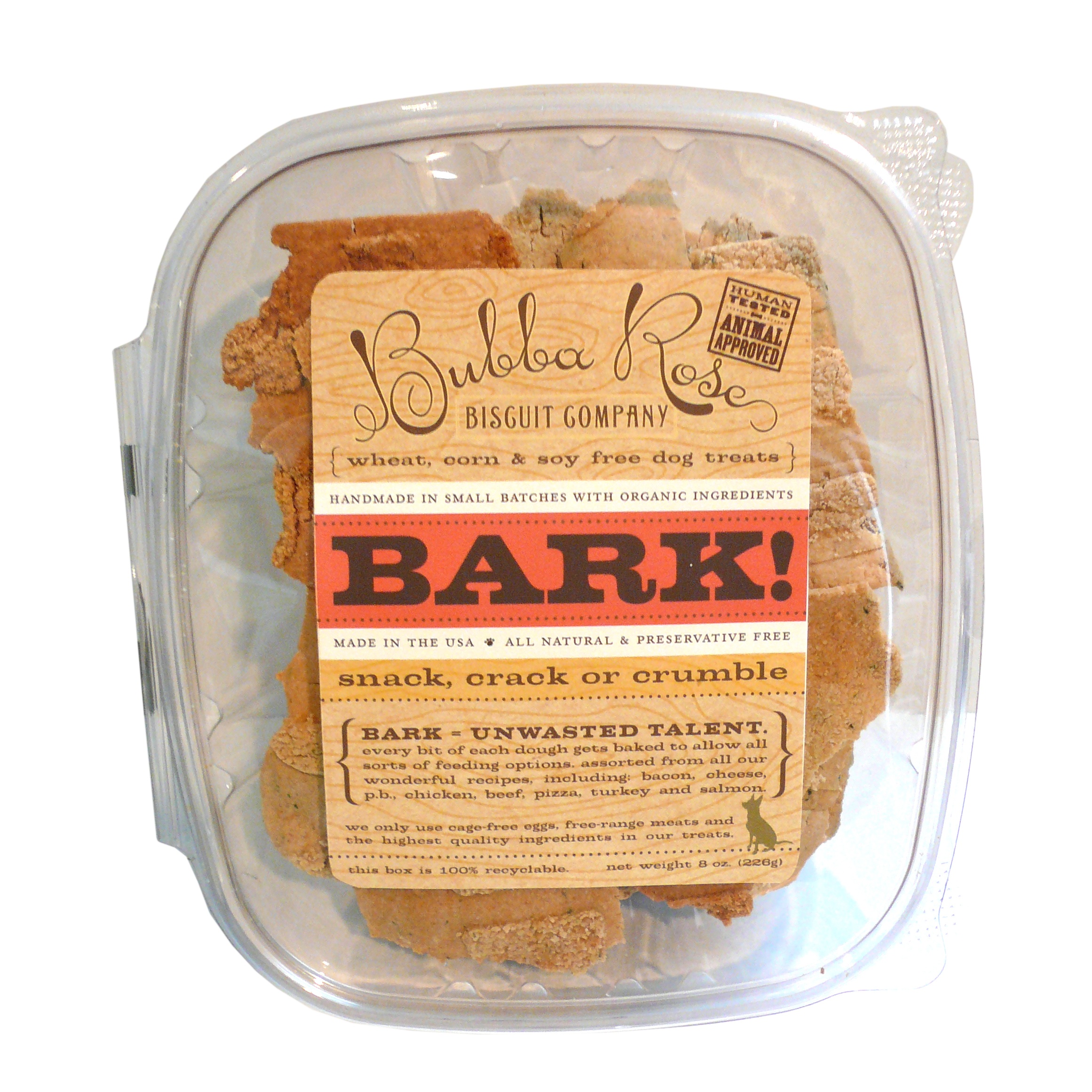 Custom product labels from Lightning Labels, like on these dog biscuits, can help pet brands stand out.