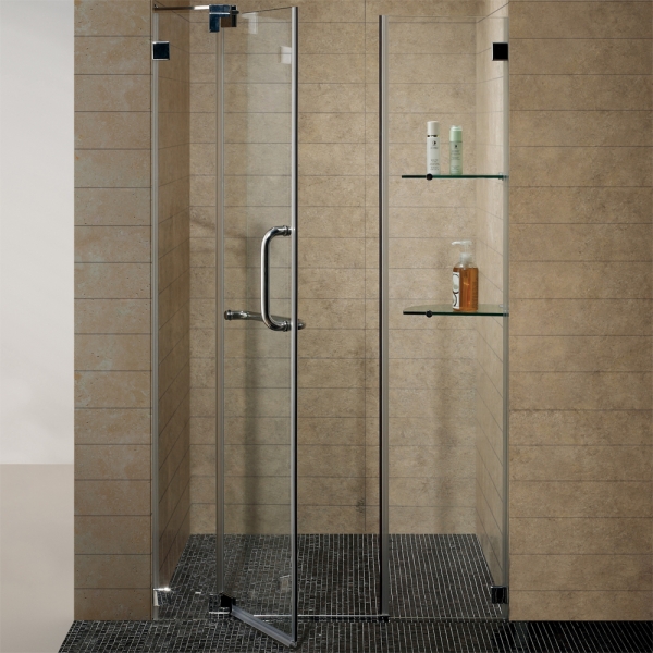 Vigo VG6042BNCL54 54-inch Frameless Shower Door 3/8" Clear Glass Brushed Nickel Hardware