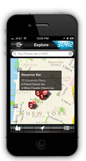 Fanatic iPhone App, 'Explore' screenshot