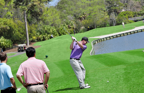 Golfers enjoy three championship courses at Palmetto Dunes.