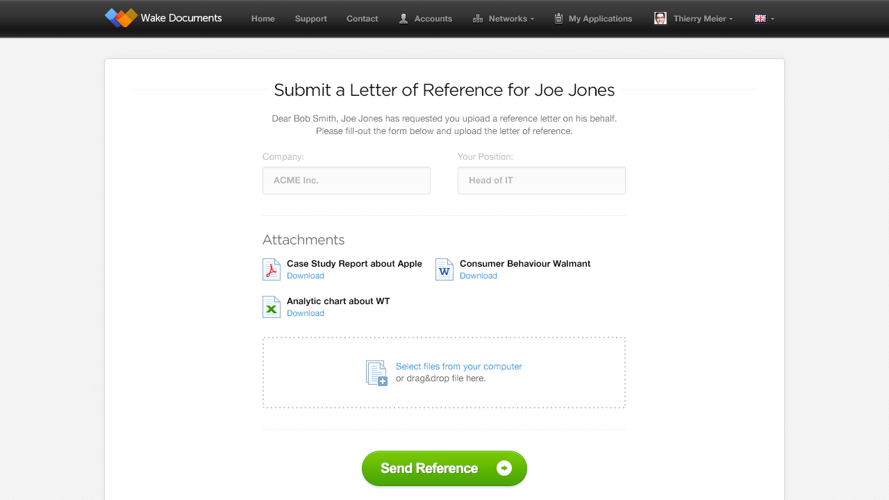 Request References from Applicants with Wake Documents