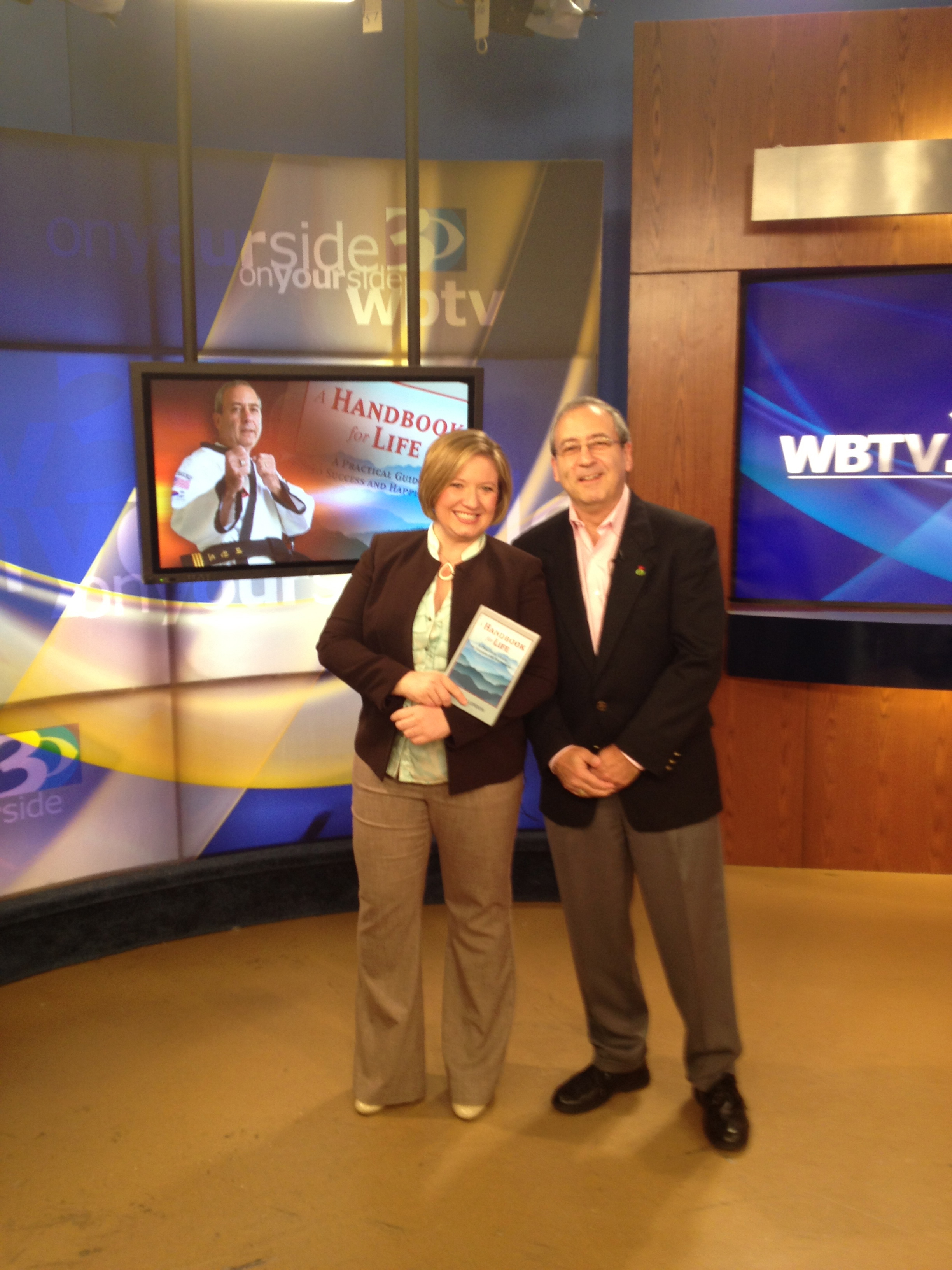 Richard London, aro client, on set at WBTV for an interview on his first book "A Handbook for Life"