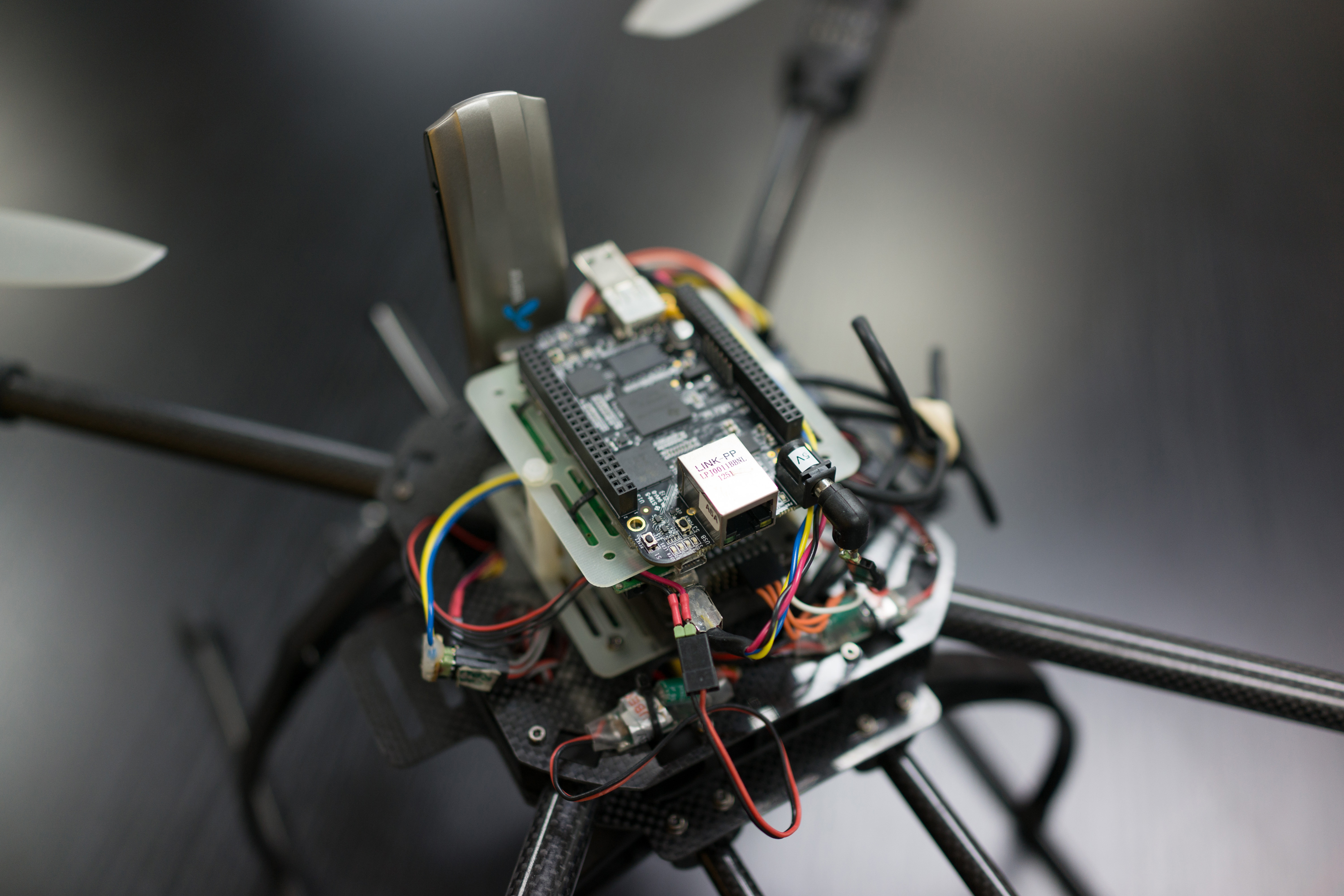 Sky Drone FPV mounted on a Quadcopter drone, detail