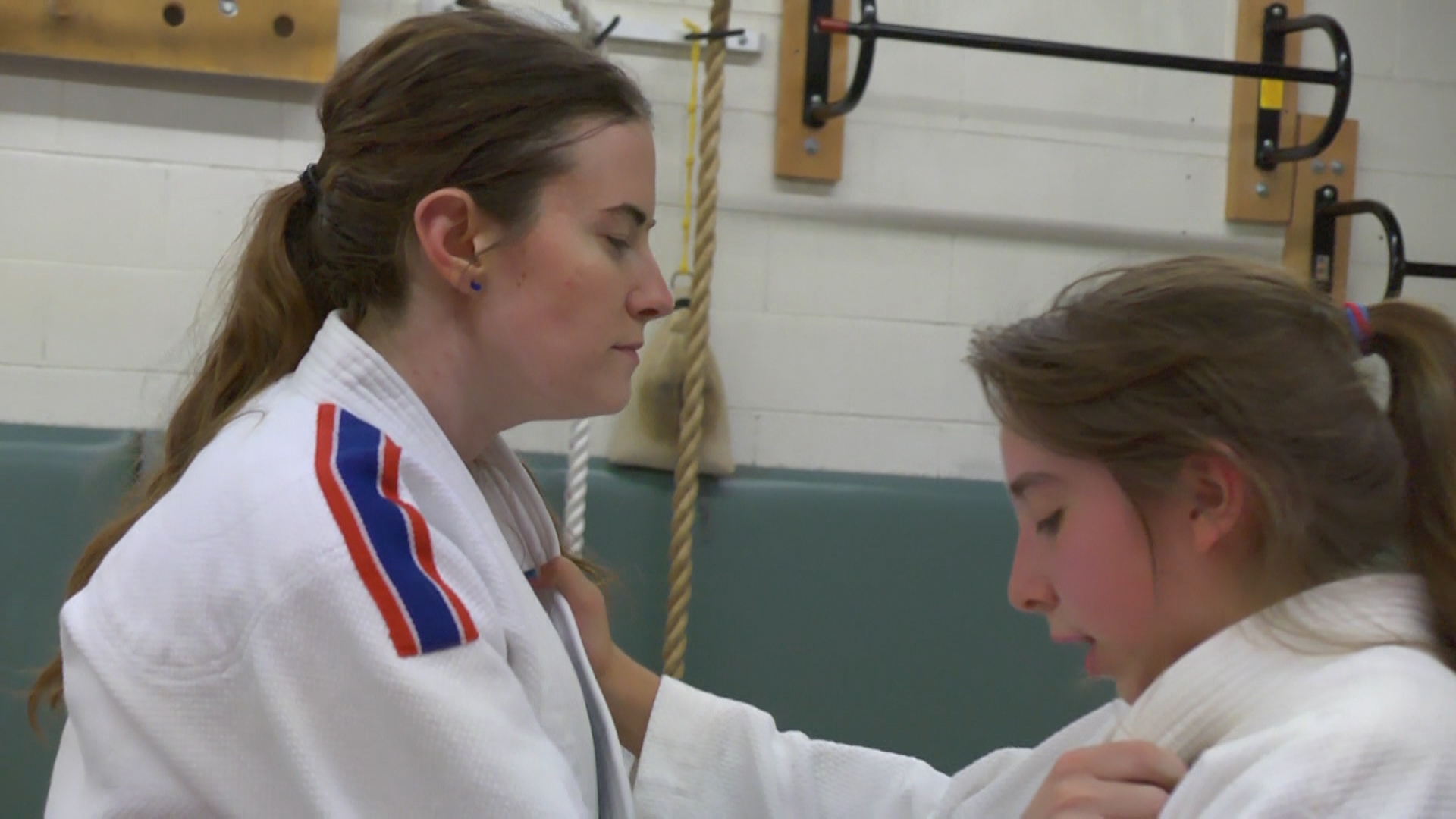 Blind Judoka Julie Stamm Working with Sighted Judoka