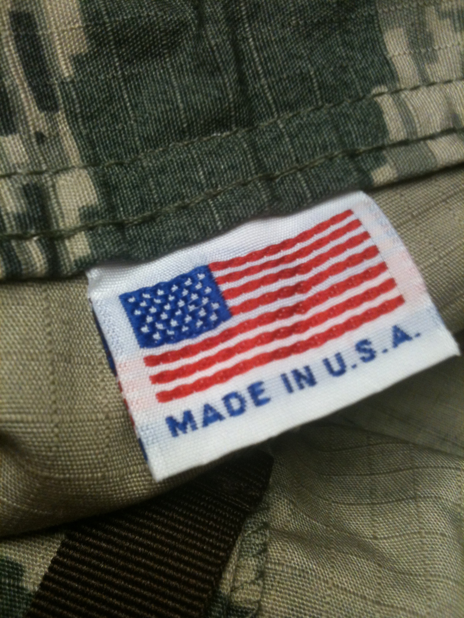 The new camo shirts are proudly made in America.