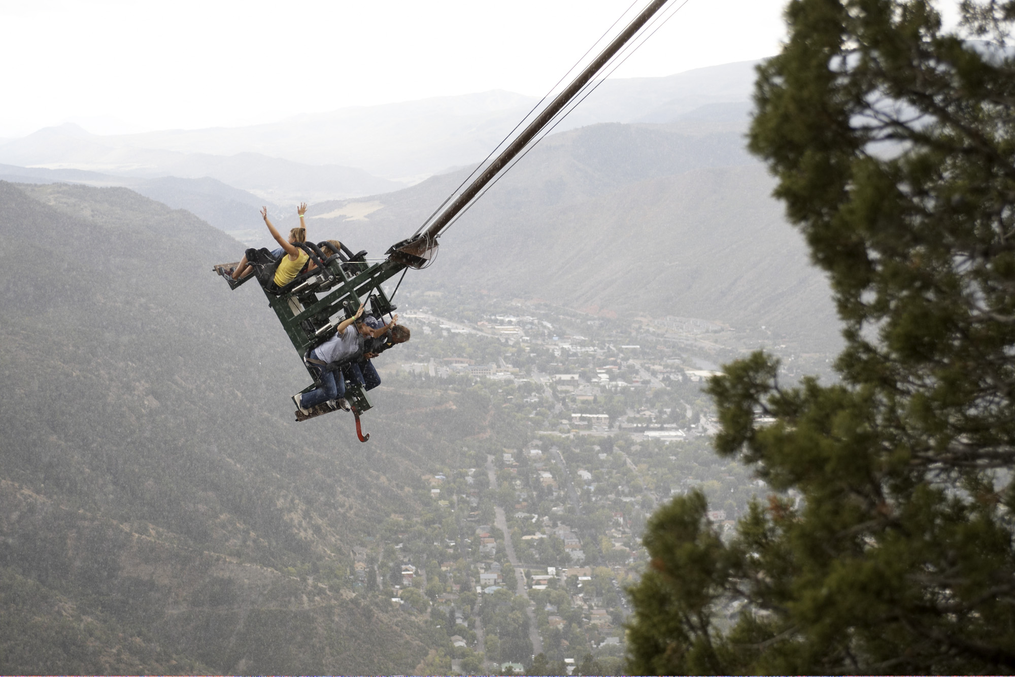 The Swing Shot launches brave riders out over Glenwood Canyon