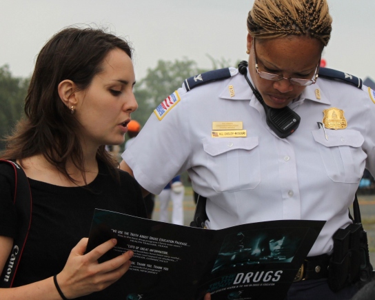 Scientologists participated in National Night Out in Washington, D.C., August 6, 2013, introducing police officers and concerned citizens to the Truth About Drugs initiative.