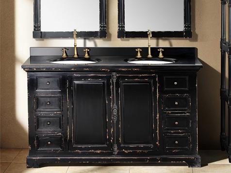 James Martin Solid Wood 59.25" Genna Antique Black Double Bathroom Vanity 238-103-5631