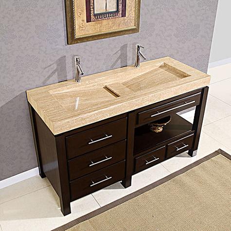 silkroad exclusive Double 60" Bathroom Vanity, hyp-0229-60