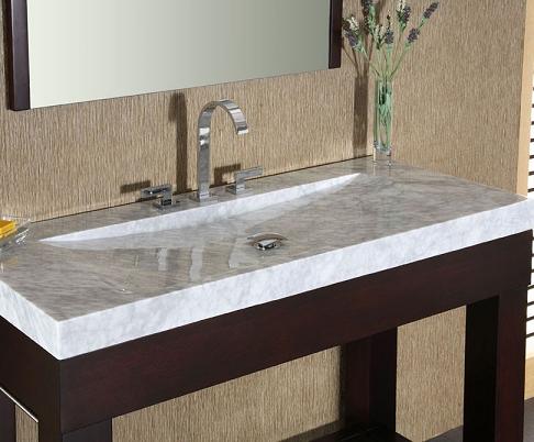 SVT480WT - 48" Stone Bathroom Vanity Top with Integrated Bowl - White Carrara Marble - Xylem