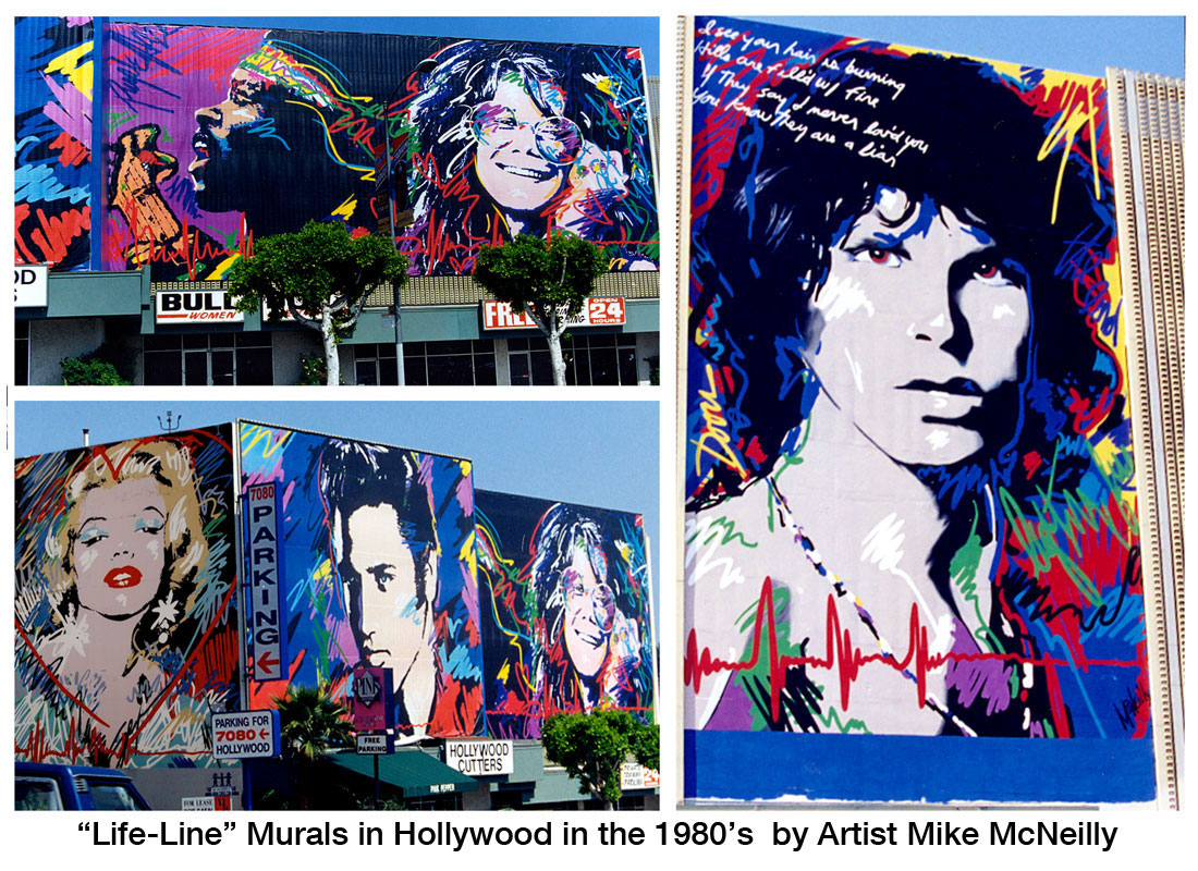 "Life-Line" Murals in Hollywood in the 1980's by Artist Mike McNeilly