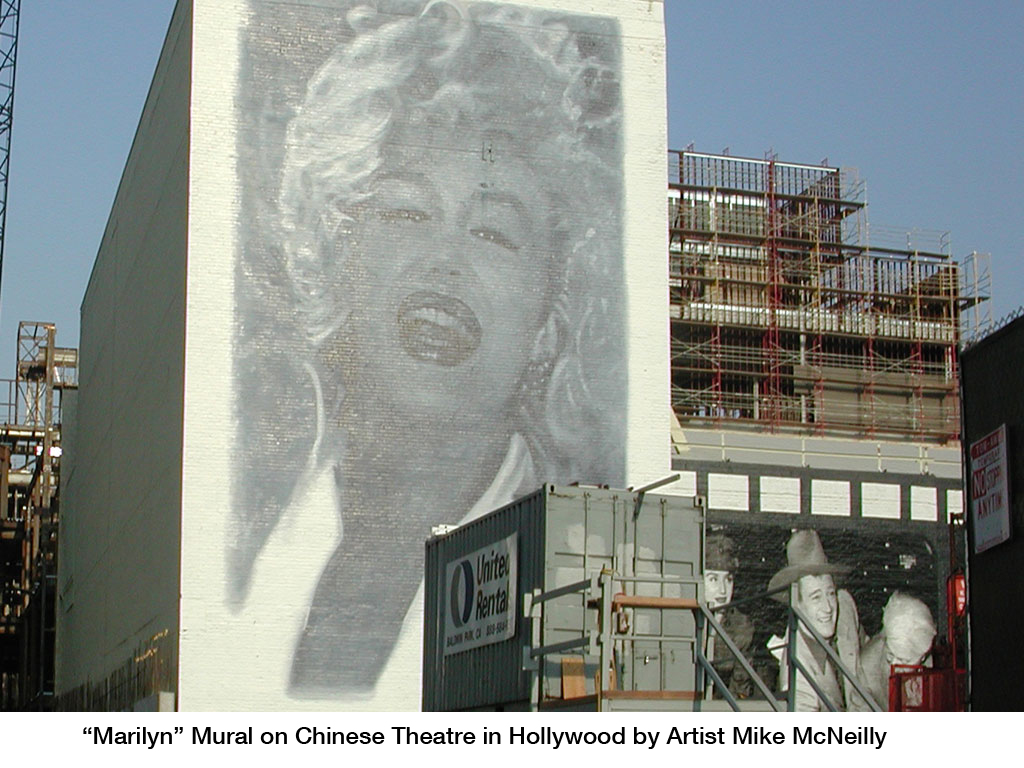 "Marilyn" Mural on Chinese Theatre in Hollywood by Artist Mike McNeilly