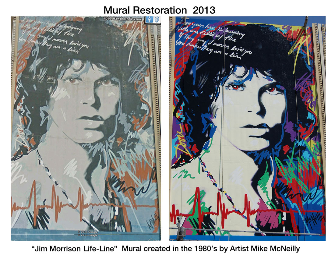 "Jim Morrison Life-Line" Mural created in the 1980's by Artist Mike McNeilly
